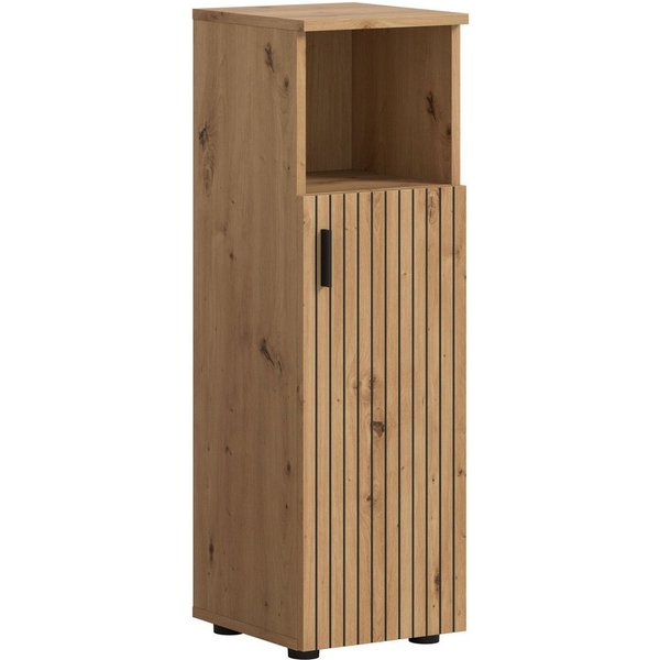 welltime Stauraumschrank MANI, Höhe: 95 cm, Paneeloptik, 1 offenes Fach, 1 Tür (1-St) Badezimmerschrank, Badschrank, Bad, Badezimmer
