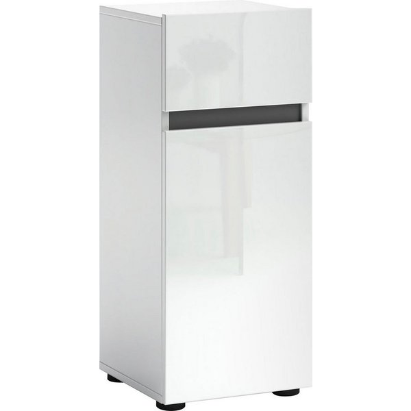 welltime Stauraumschrank MISTER, Bad-Schrank, Breite 34 cm, 1 Tür, 1 Schublade, 2 Fächer Hochglanz lackiert, Soft-Close Funktion, Made in Italy