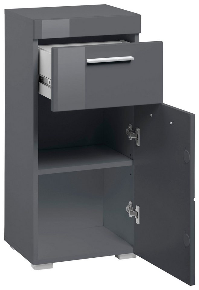 welltime Unterschrank Avena Badezimmerkommode mit 1 Schublade und 1 Tür - Maße (B/T/H) 37/31/79 cm – Bild 4 von 5