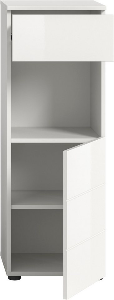 welltime Unterschrank BIEL, Höhe 106 cm,1 Tür, 1 Schubkasten (1-St) Türanschlag wechselbar, modernes Design, Badschrank, Unterschrank, Bad – Bild 4 von 5