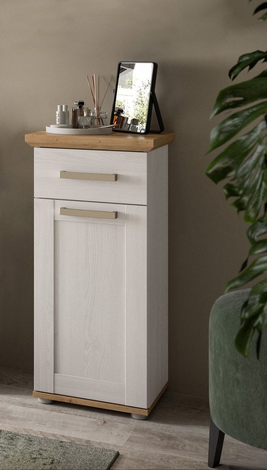 welltime Unterschrank COSENZA, Höhe 85cm, 1 Tür, 1 Schubkasten, 1 Einlegeboden, 2 Fächer (1-St., in Landhausoptik, mit weiteren Artikel der Serie kombinierbar)  – Bild 2 von 5
