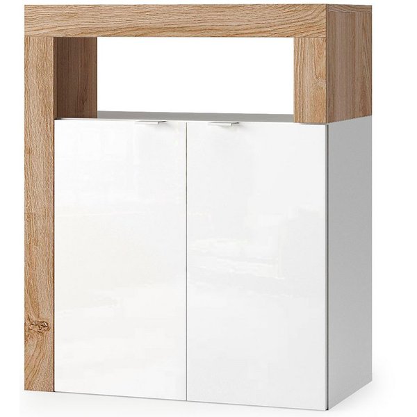 welltime Unterschrank Hamburg Höhe 78 cm, Breite 64 cm, Badkommode mit 2 Türen, Badezimmerschrank, dekorativer Rahmen, offenes Fach, Metallgriffe