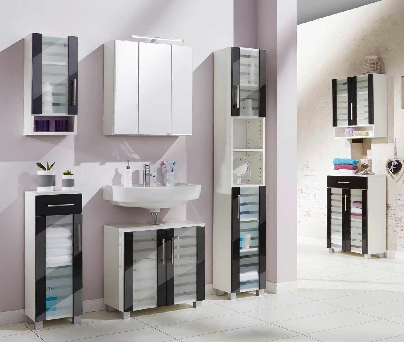 welltime Unterschrank Jaca Breite 60 cm, mit MDF Hochglanz-Fronten – Bild 2 von 5