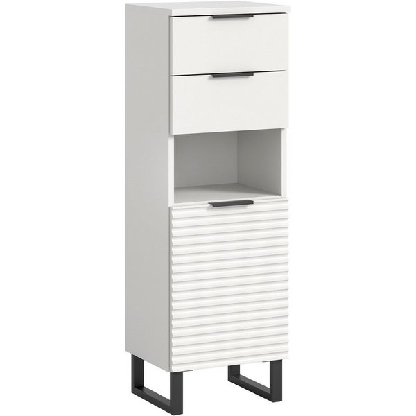 welltime Unterschrank Litica, Höhe 110 cm, 2 Schubkästen, 1 Tür, 1 offenes Fach Badschrank, Bad-Midischrank, Badezimmer, Bad-Möbel