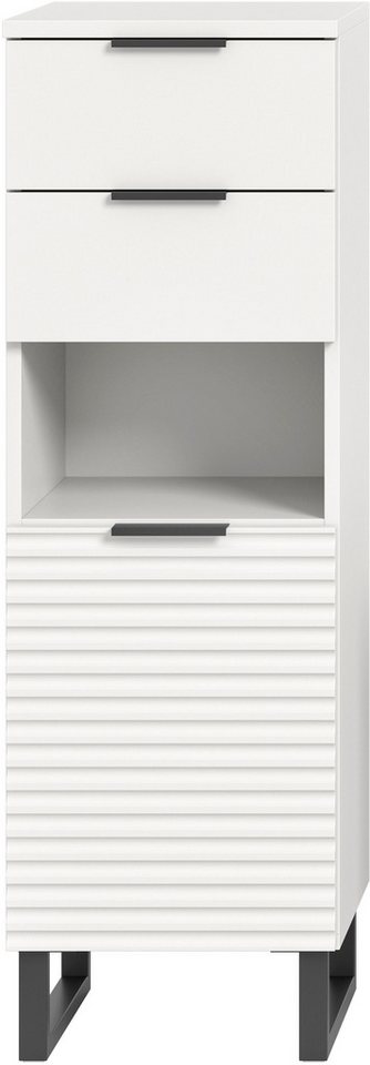 welltime Unterschrank Litica, Höhe 110 cm, 2 Schubkästen, 1 Tür, 1 offenes Fach Badschrank, Bad-Midischrank, Badezimmer, Bad-Möbel – Bild 3 von 5