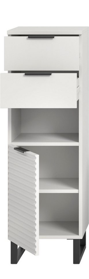 welltime Unterschrank Litica, Höhe 110 cm, 2 Schubkästen, 1 Tür, 1 offenes Fach Badschrank, Bad-Midischrank, Badezimmer, Bad-Möbel – Bild 4 von 5