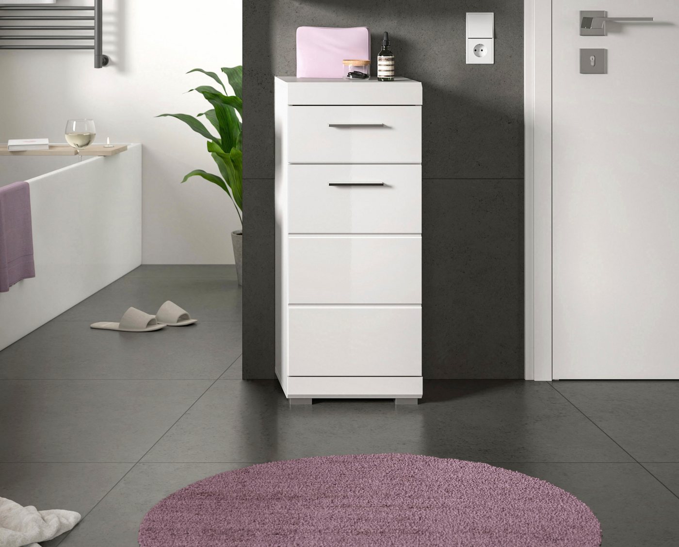 welltime Unterschrank SIENA, Breite 37cm, 1 Tür, 1 Schubkasten, 2 Fächer, MDF-Front (1-St., TOPSELLER) in verschiedenen Farben erhältlich, Badmöbel, Badschrank, – Bild 2 von 5