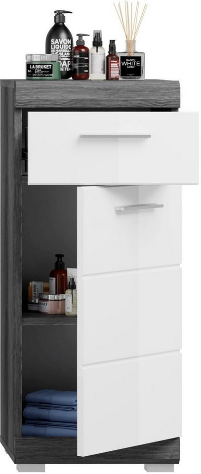 welltime Unterschrank SIENA, Breite 37cm, 1 Tür, 1 Schubkasten, 2 Fächer, MDF-Front (1-St., TOPSELLER) in verschiedenen Farben erhältlich, Badmöbel, Badschrank, – Bild 5 von 5