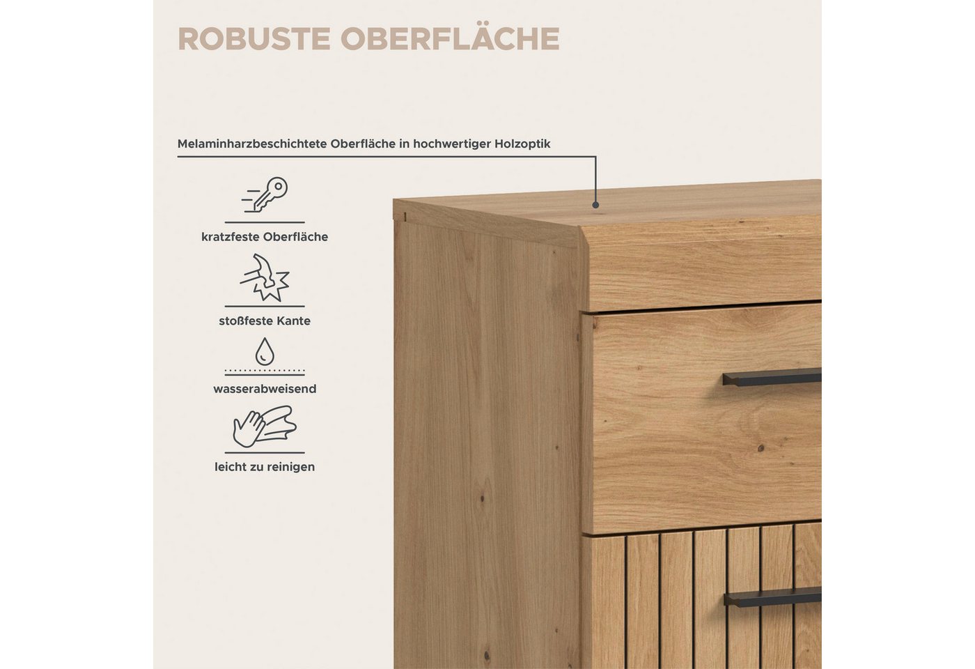 welltime Unterschrank SIENA, Breite 37cm, 1 Tür, 1 Schubkasten, 2 Fächer, MDF-Front (1-St., TOPSELLER) in verschiedenen Farben erhältlich, Badmöbel, Badschrank, – Bild 5 von 5
