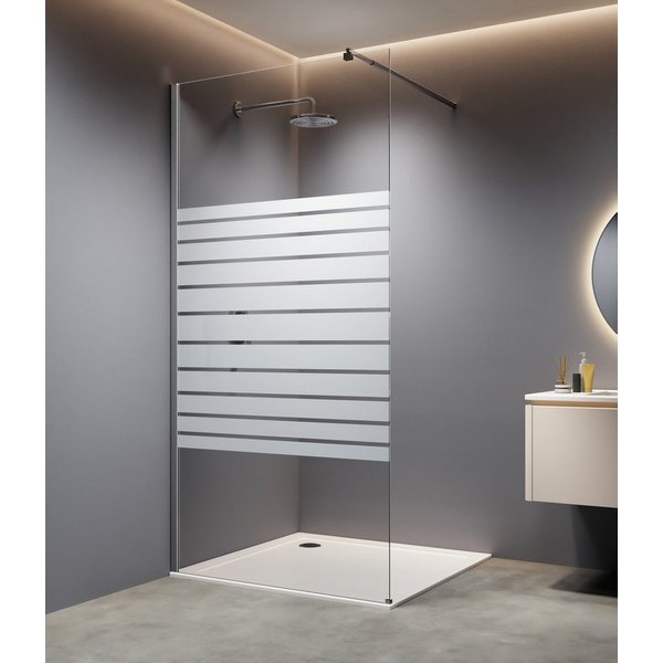welltime Walk-in-Dusche, 8mm Starke Scheibe mit Streifendekor