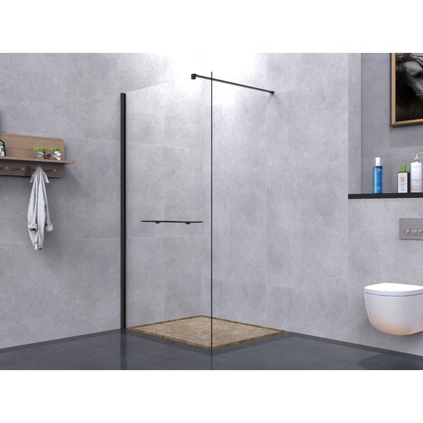 welltime Walk-in-Dusche Plus, Einscheibensicherheitsglas, Duschwand inkl. Ablage mit Handtuchhalter, mit Aluminium-Wandprofil