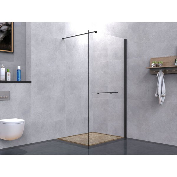 welltime Walk-in-Dusche Plus, Einscheibensicherheitsglas, Duschwand inkl. Ablage mit Handtuchhalter, mit Aluminium-Wandprofil