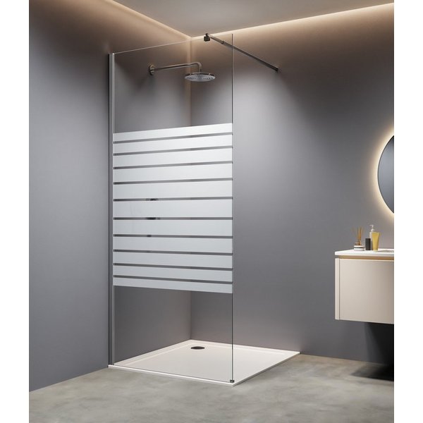 welltime Walk-in-Dusche Tropea Banda, Einscheibensicherheitsglas, 8mm Starke Scheibe mit Streifendekor