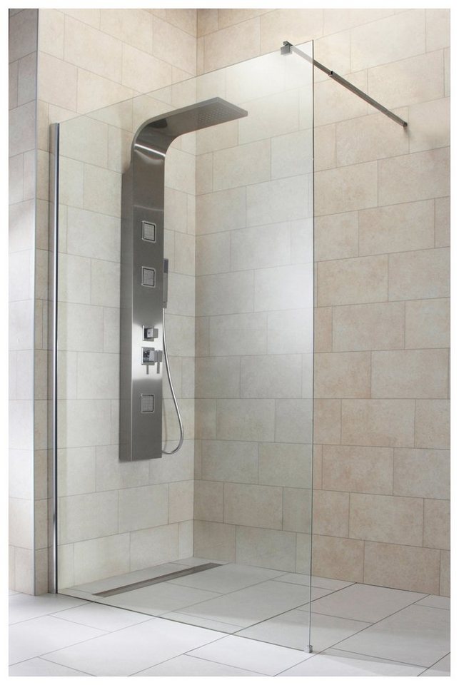 welltime Walk-in-Dusche Tropea light, Einscheibensicherheitsglas, Inklusive verstellbarem Wandarm – Bild 2 von 4