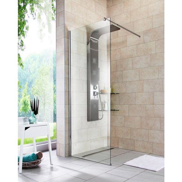 welltime Walk-in-Dusche Tropea light, Einscheibensicherheitsglas, Inklusive verstellbarem Wandarm