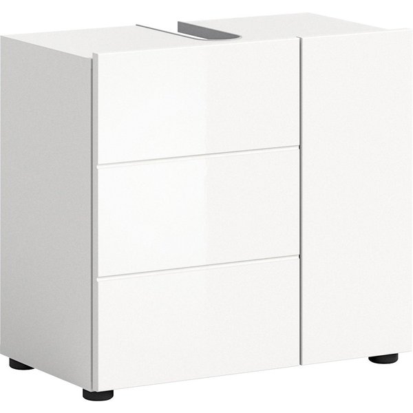 welltime Waschbeckenunterschrank BIEL, Breite: 60 cm, 2 Türen, 2 Fächer, Siphonausschnitt (1-St) Badmöbel, Badschrank, Schrank, Unterschrank, Bad, Badezimmer
