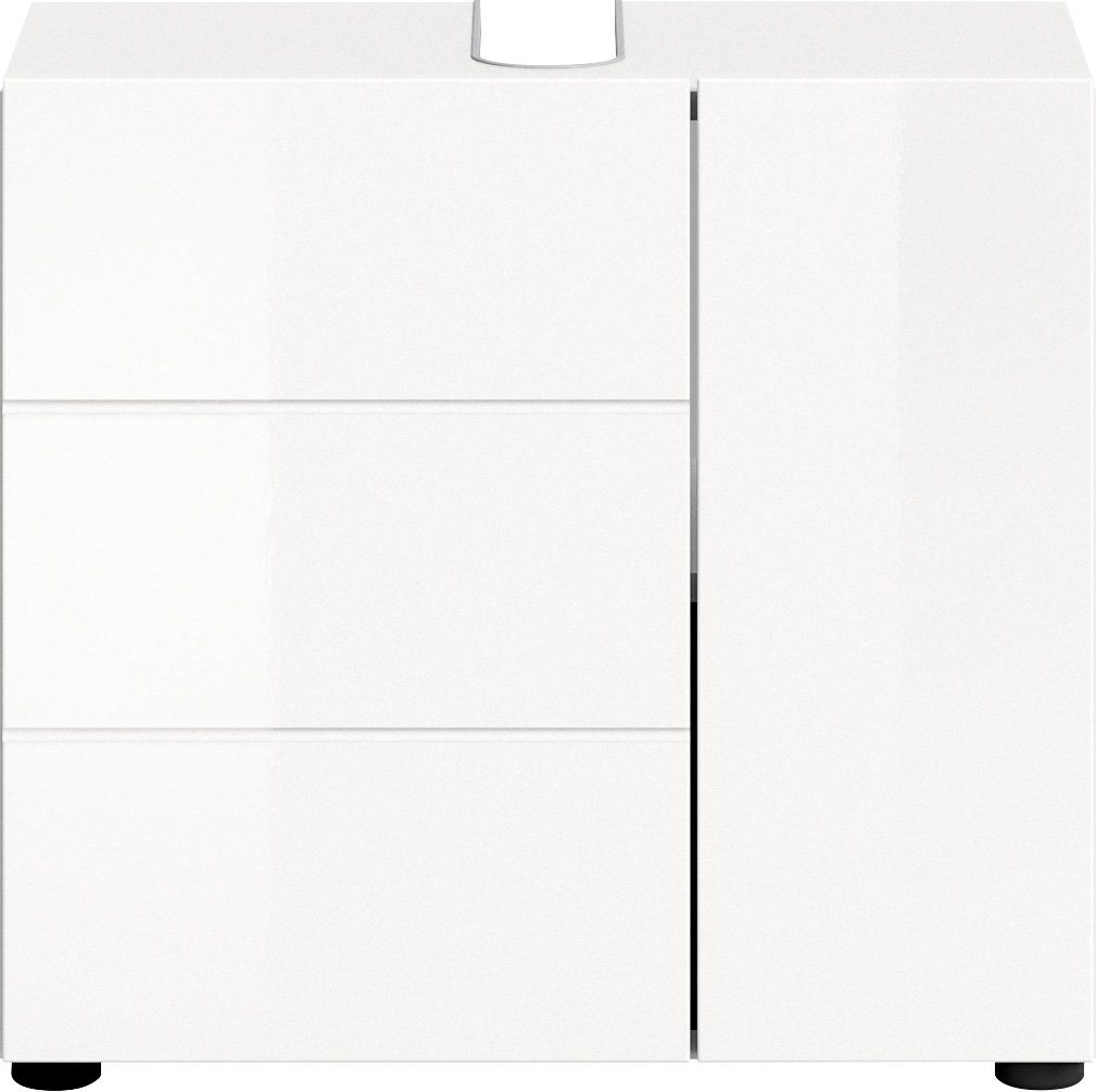 welltime Waschbeckenunterschrank BIEL, Breite: 60 cm, 2 Türen, 2 Fächer, Siphonausschnitt (1-St) Badmöbel, Badschrank, Schrank, Unterschrank, Bad, Badezimmer – Bild 3 von 5