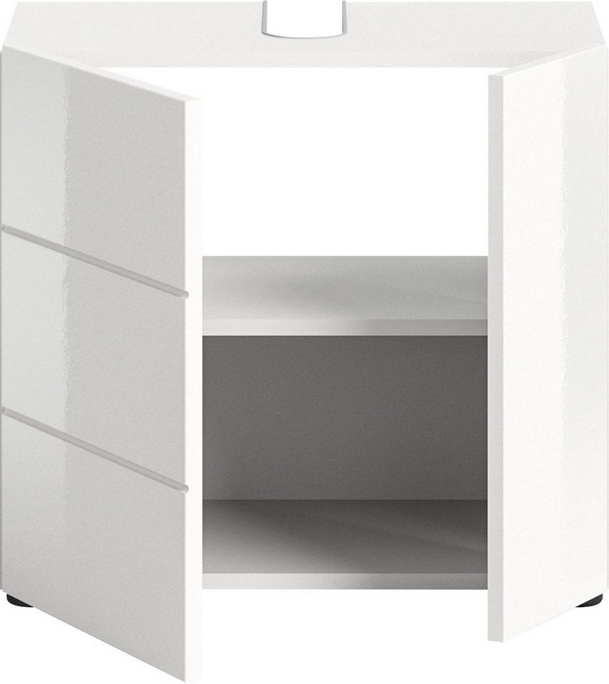 welltime Waschbeckenunterschrank BIEL, Breite: 60 cm, 2 Türen, 2 Fächer, Siphonausschnitt (1-St) Badmöbel, Badschrank, Schrank, Unterschrank, Bad, Badezimmer – Bild 4 von 5