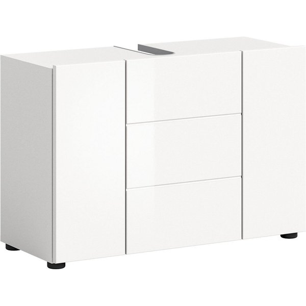 welltime Waschbeckenunterschrank BIEL, Breite: 82 cm, 3 Türen, 4 Fächer, Siphonausschnitt (1-St) Badmöbel, Badschrank, Schrank, Unterschrank, Bad, Badezimmer