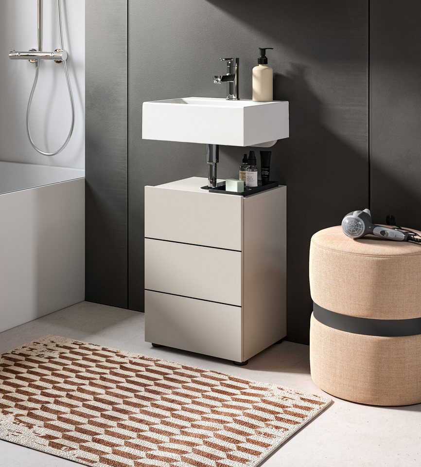 welltime Waschbeckenunterschrank BIEL, Breite: 38 cm, 1 Tür, 2 Fächer, Siphonausschnitt (1-St) Waschbeckenunterschrank, Unterschrank, WBU, Badezimmer, Bad – Bild 2 von 5