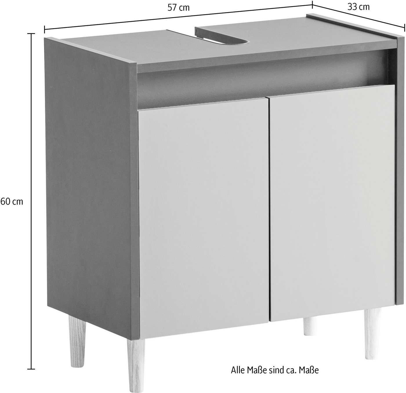 welltime Waschbeckenunterschrank Lovis, Waschbeckenunterschrank, Made in Germany, B: 56 cm Solide Verarbeitung - Dieses Produkt ist in Deutschland gefertigt – Bild 4 von 4