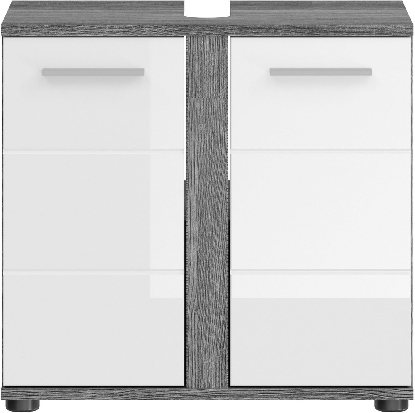 welltime Waschbeckenunterschrank LUCCA, Breite 60cm, 2 Türen, 2 Fächer,mit Siphonausschnitt MDF-Front, Badmöbel, Badschrank, Schrank, Kommode, Bad, Badezimmer – Bild 3 von 5