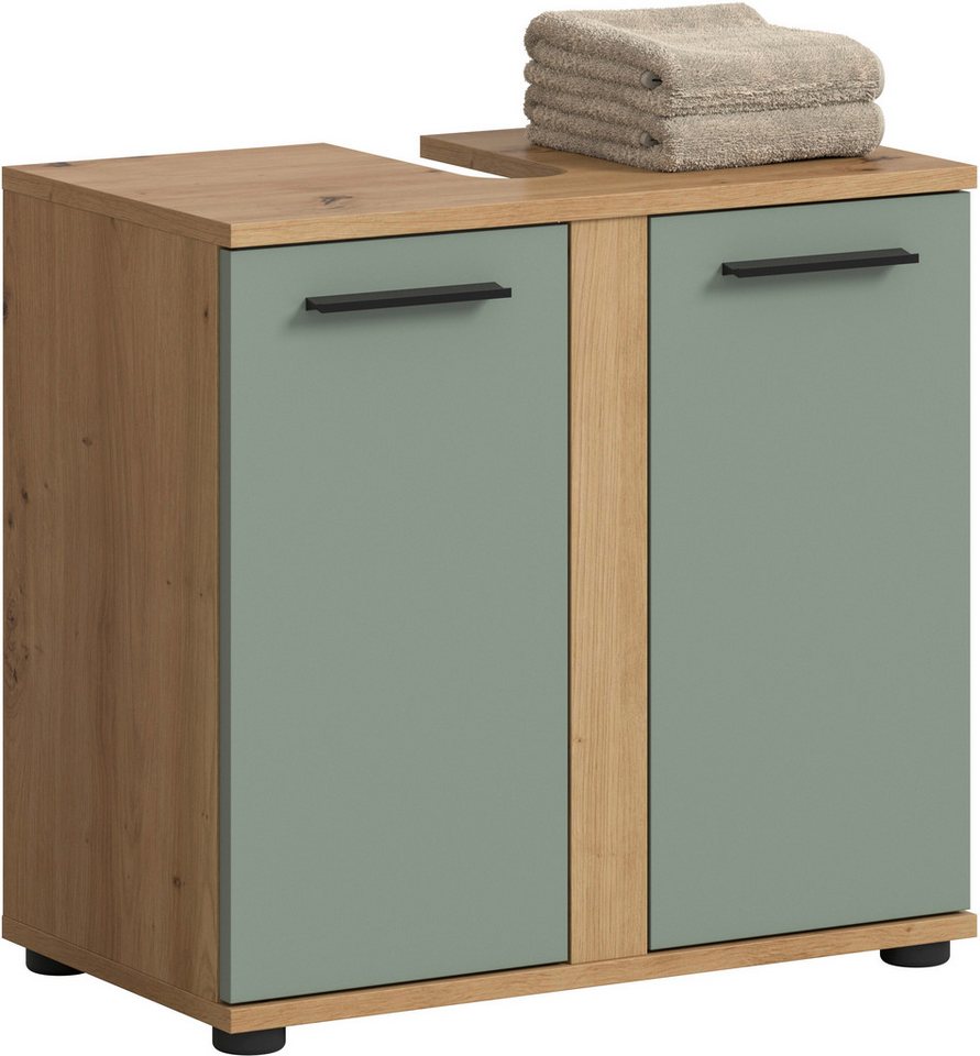 welltime Waschbeckenunterschrank LUCCA, Breite 60cm, 2 Türen, 2 Fächer,mit Siphonausschnitt – Bild 3 von 5