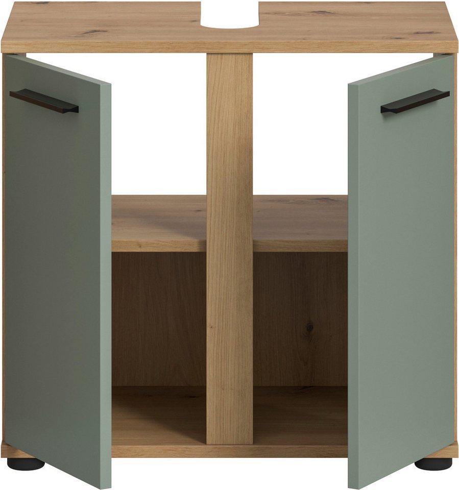 welltime Waschbeckenunterschrank LUCCA, Breite 60cm, 2 Türen, 2 Fächer,mit Siphonausschnitt – Bild 4 von 5