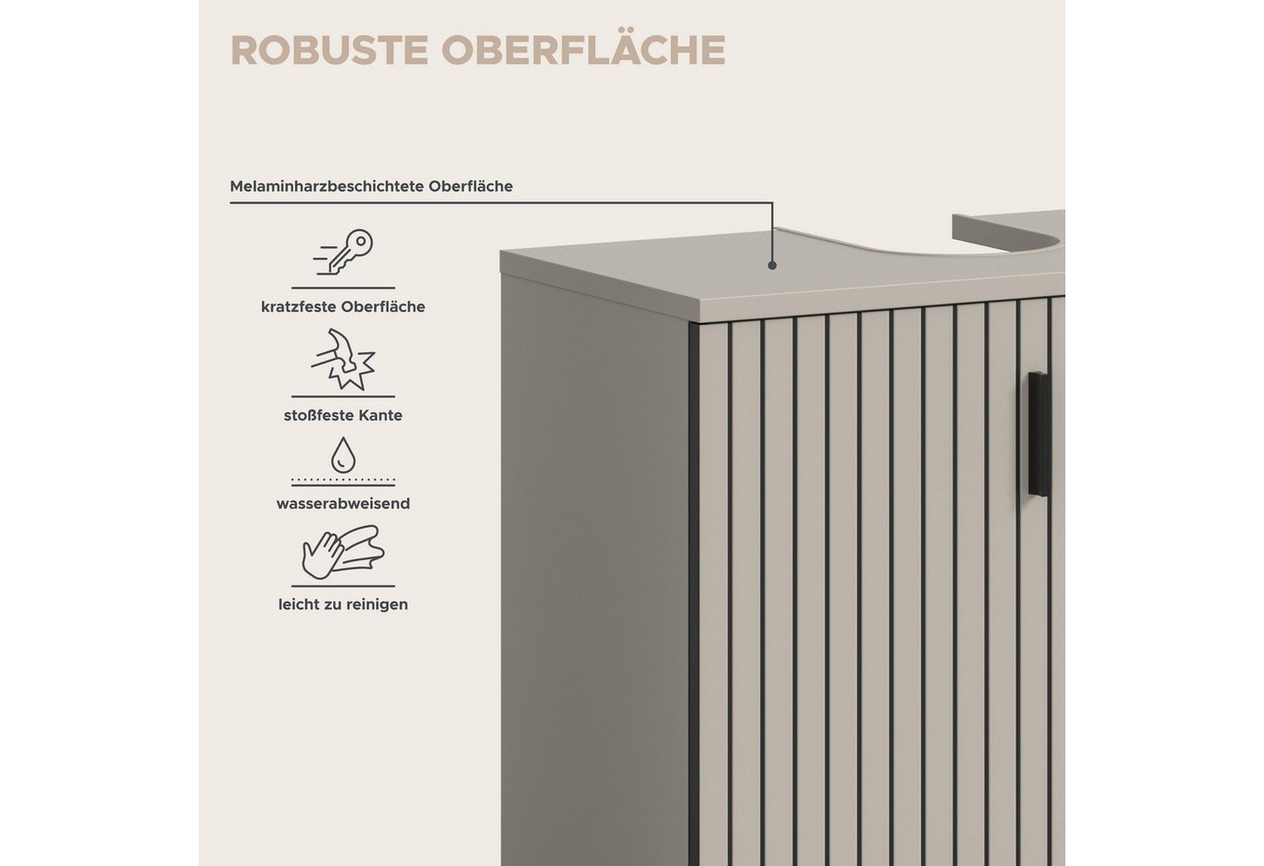 welltime Waschbeckenunterschrank MANI, Paneeloptik, 2 Türen, 2 Fächer (1-St) WBU, Waschbeckenunterschrank, Bad, Badezimmer, Unterschrank – Bild 5 von 5