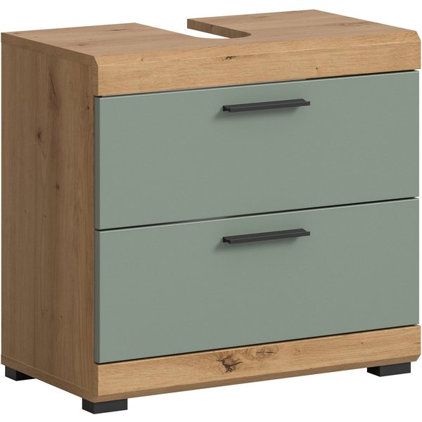 welltime Waschbeckenunterschrank SIENA, Breite 60cm, mit 2 Türen oder 2 Schubkästen, MDF-Front (1-St., TOPSELLER!, mit Siphonausschnitt 10x25 cm) in verschieden