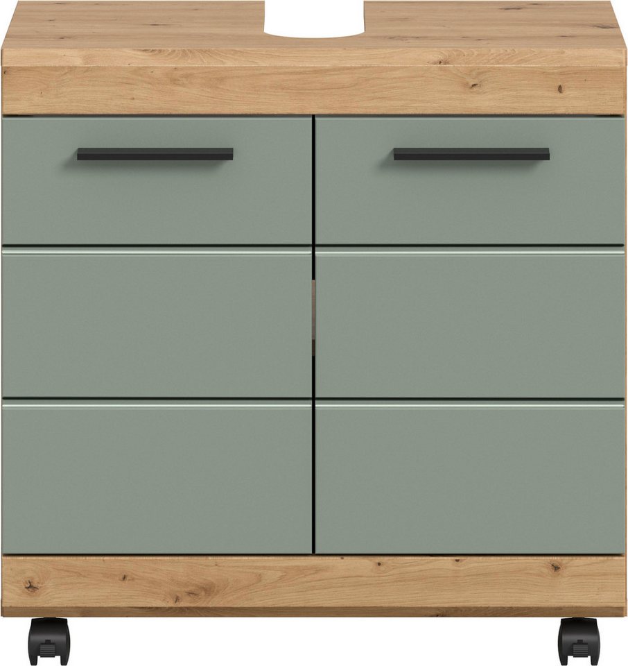 welltime Waschbeckenunterschrank SIENA, Breite 60cm, 2 Türen, auf Rollen, MDF-Front (TOPSELLER!, mit Siphonausschnitt 10x25 cm) in verschiedenen Farben erhältli – Bild 3 von 5