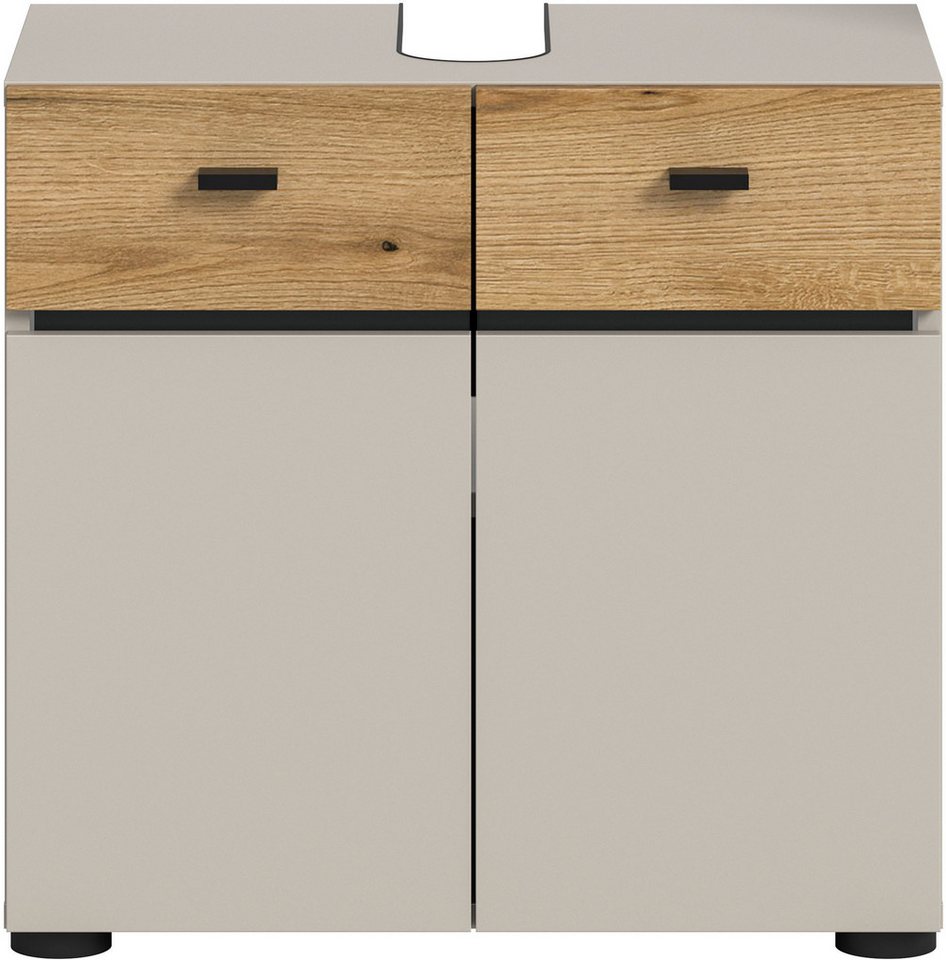 welltime Waschbeckenunterschrank VANN, Breite 60cm, 2 Türen, 2 Fächer, mit Siphonausschnitt (individuell mit weiteren Artikel der Serie VANN kombinierbar) Wasch – Bild 3 von 5