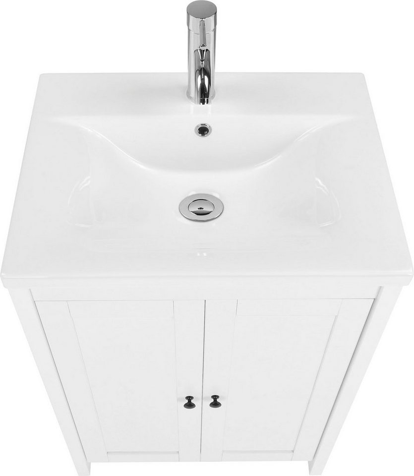 welltime Waschtisch, Badmöbel inkl. Keramikbecken, Breite 60 cm mit Türen – Bild 3 von 5