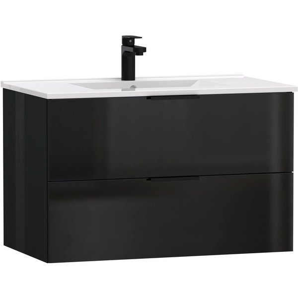 welltime Waschtisch Athen Badschrank Badezimmer WC Unterschrank mit Becken (Set), Waschplatz mit 2 Schubladen, Breite 80cm Softclose Bad