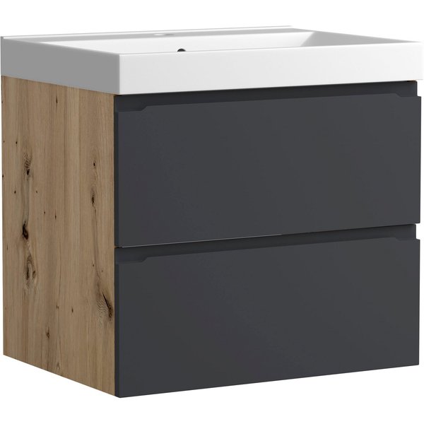 welltime Waschtisch CABO, Waschtisch, matt grau, griffloses Design