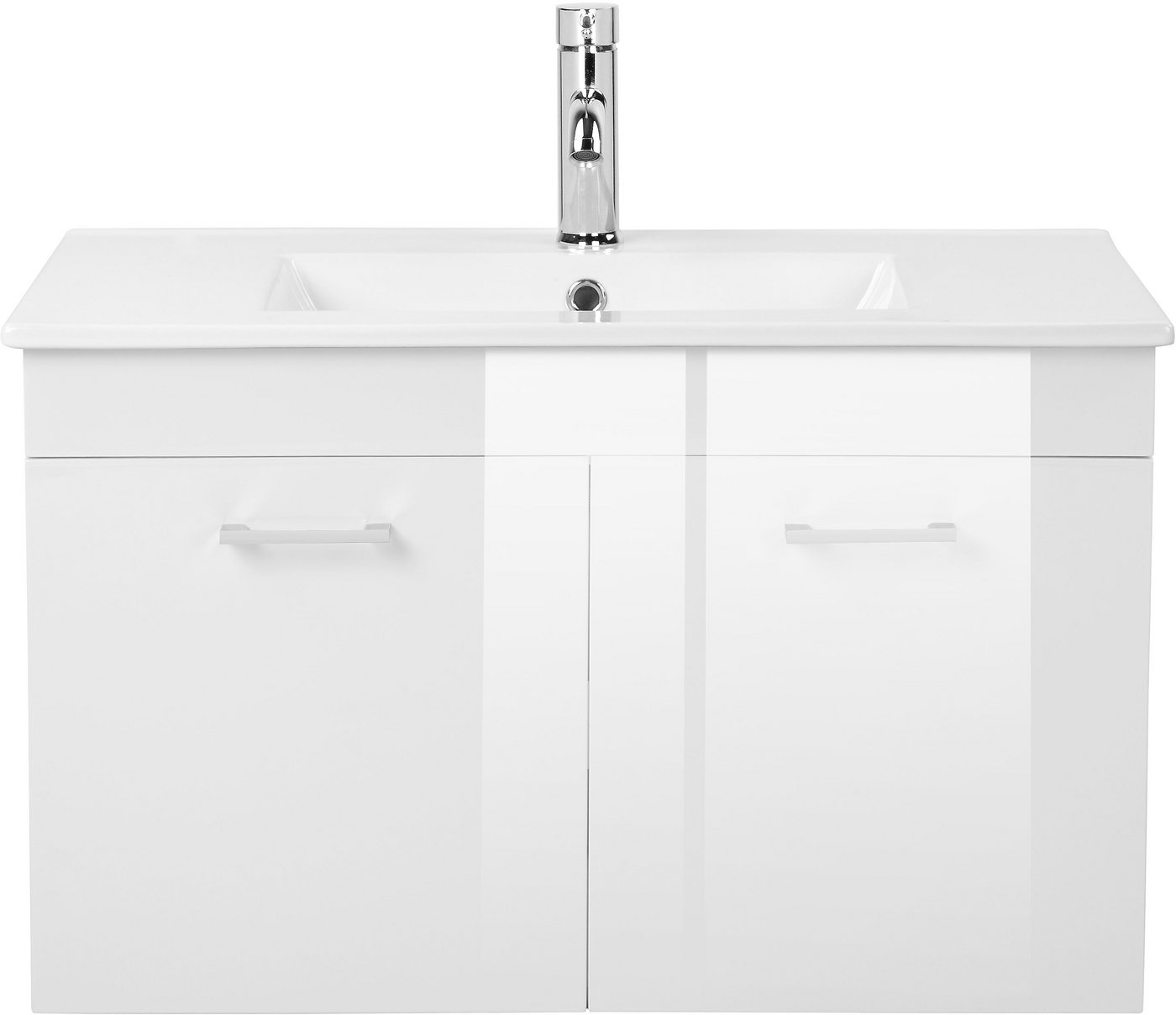 welltime Waschtisch Florenz (Set, Waschtisch inklusive Waschbecken), Waschplatz mit 2 Türen,in verschiedenen Farben erhältlich, Badmöbel – Bild 3 von 5