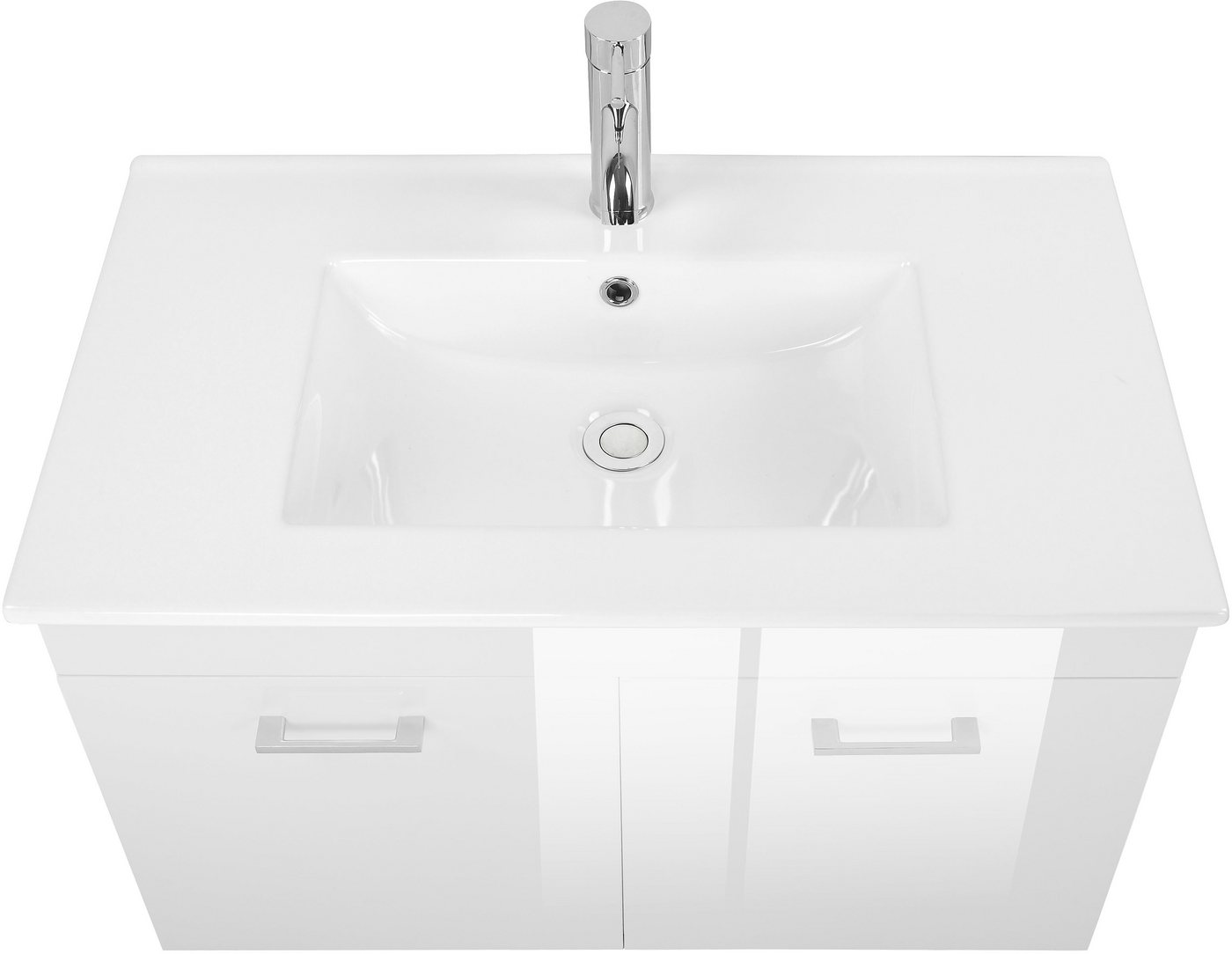 welltime Waschtisch Florenz (Set, Waschtisch inklusive Waschbecken), Waschplatz mit 2 Türen,in verschiedenen Farben erhältlich, Badmöbel – Bild 4 von 5