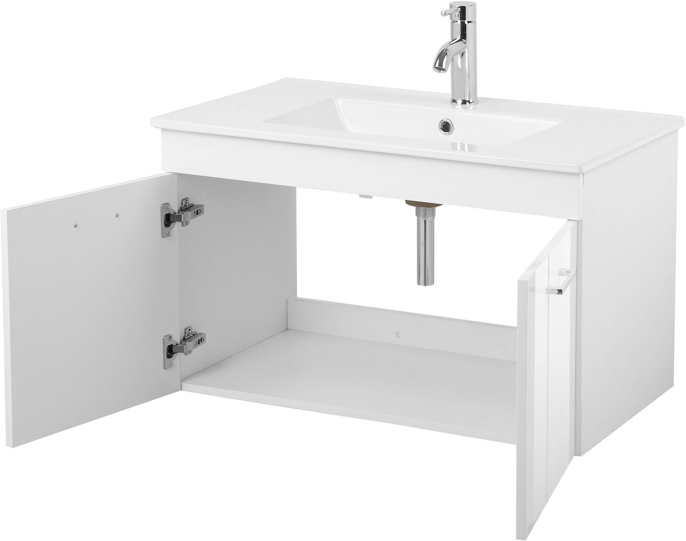 welltime Waschtisch Florenz (Set, Waschtisch inklusive Waschbecken), Waschplatz mit 2 Türen,in verschiedenen Farben erhältlich, Badmöbel – Bild 5 von 5