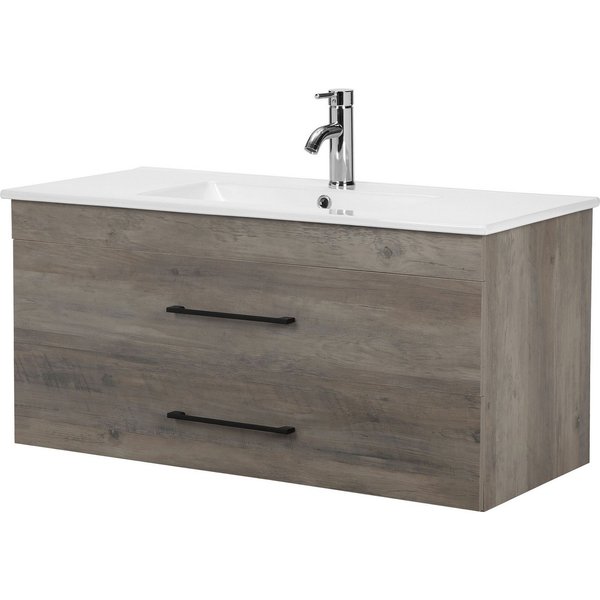 welltime Waschtisch Florenz (Set, Waschtisch inklusive Waschbecken), Waschplatz mit 2 Auszügen und Softclose Breite 100cm
