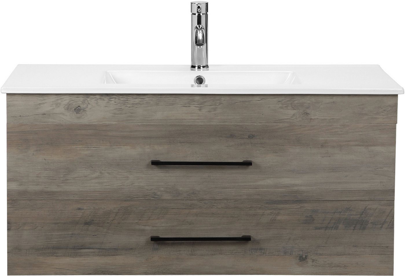 welltime Waschtisch Florenz (Set, Waschtisch inklusive Waschbecken), Waschplatz mit 2 Auszügen und Softclose Breite 100cm – Bild 3 von 5