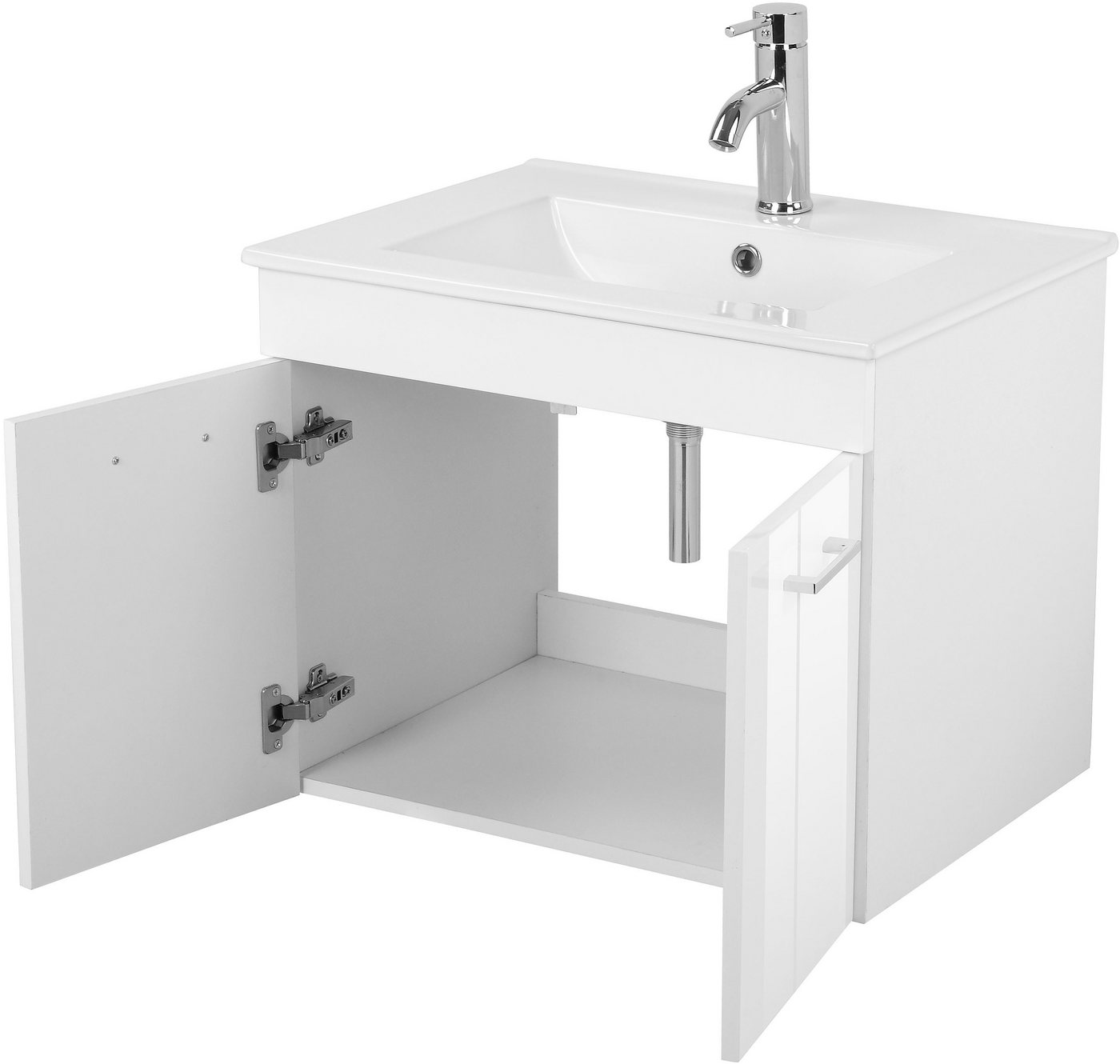 welltime Waschtisch Florenz (Set, Waschtisch inklusive Waschbecken), Waschplatz mit 2 Türen,in verschiedenen Farben erhältlich, Badmöbel – Bild 5 von 5