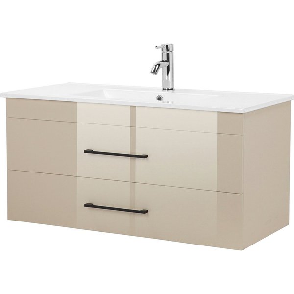 welltime Waschtisch Florenz (Set, Waschtisch inklusive Waschbecken), Waschplatz mit 2 Auszügen und Softclose Breite 100cm