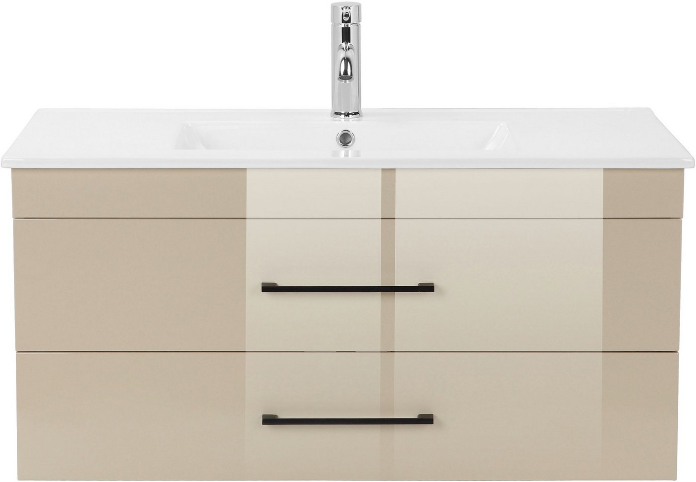 welltime Waschtisch Florenz (Set, Waschtisch inklusive Waschbecken), Waschplatz mit 2 Auszügen und Softclose Breite 100cm – Bild 3 von 5