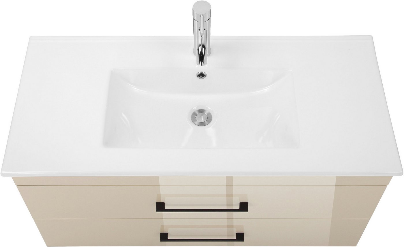 welltime Waschtisch Florenz (Set, Waschtisch inklusive Waschbecken), Waschplatz mit 2 Auszügen und Softclose Breite 100cm – Bild 5 von 5