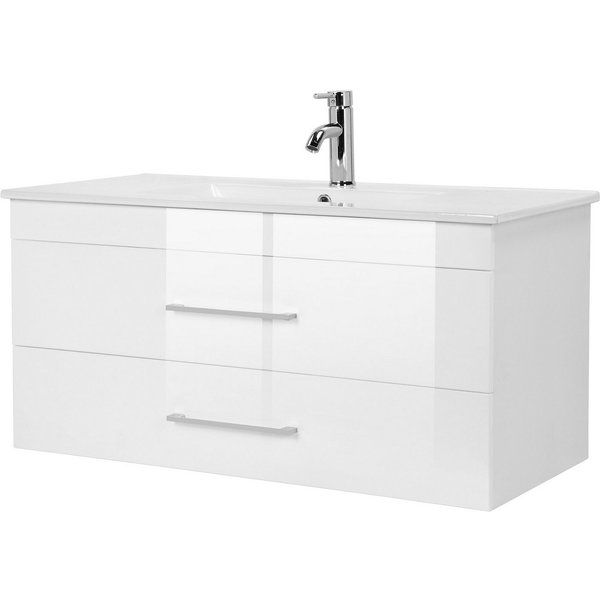 welltime Waschtisch Florenz (Set, Waschtisch inklusive Waschbecken), Waschplatz mit 2 Auszügen und Softclose Breite 100cm