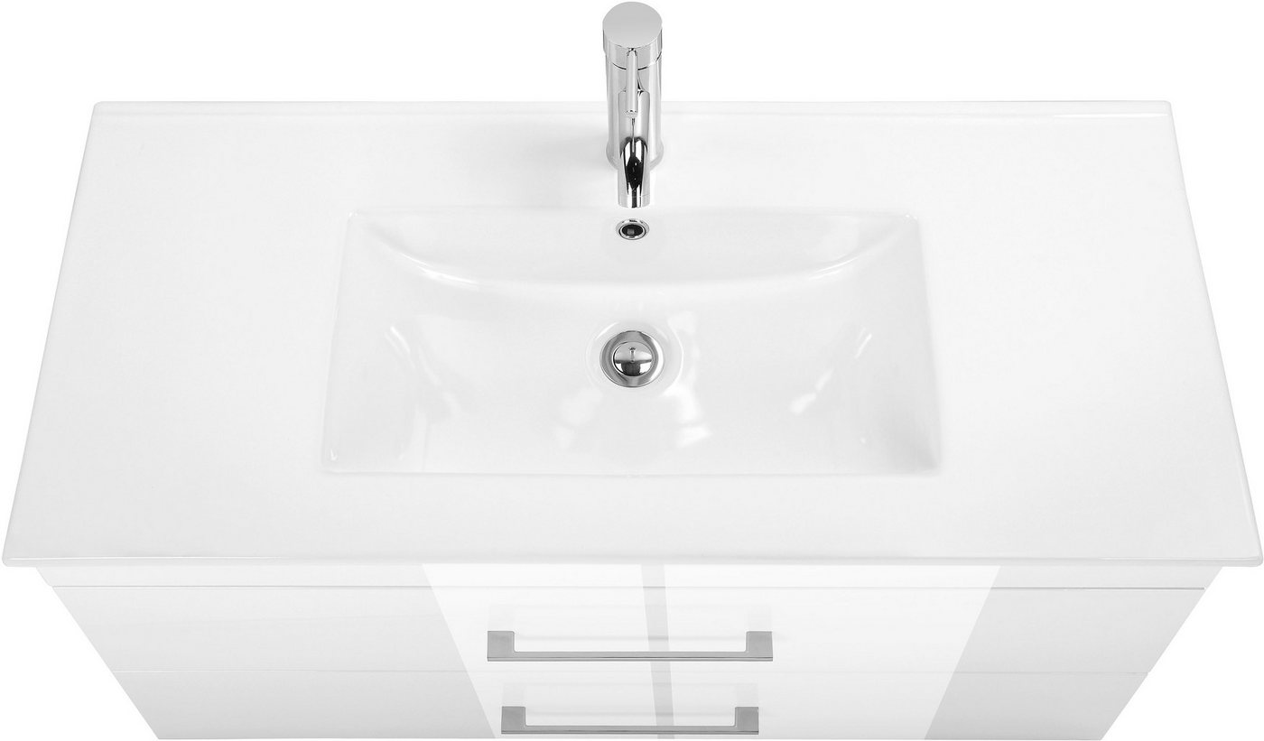 welltime Waschtisch Florenz (Set, Waschtisch inklusive Waschbecken), Waschplatz mit 2 Auszügen und Softclose Breite 100cm – Bild 5 von 5