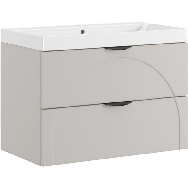 welltime Waschtisch FLOW CIRCLE mit Waschbecken, Breite 60 oder 80cm, modernes Design, Schrank mit 2 Schubladen, Soft-Close-Function, in 2 Breiten erhältlich