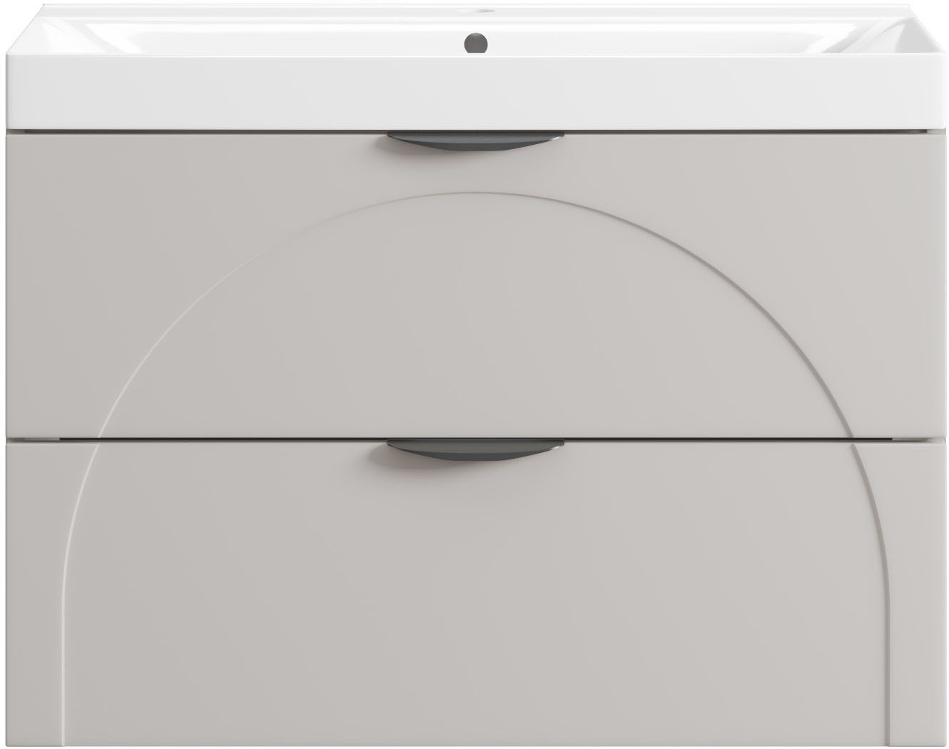 welltime Waschtisch FLOW CIRCLE mit Waschbecken, Breite 60 oder 80cm, modernes Design, Schrank mit 2 Schubladen, Soft-Close-Function, in 2 Breiten erhältlich – Bild 5 von 5