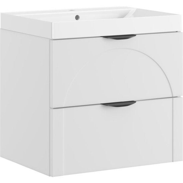 welltime Waschtisch FLOW CIRCLE mit Waschbecken, Breite 60 oder 80cm, modernes Design, Schrank mit 2 Schubladen, Soft-Close-Function, in 2 Breiten erhältlich