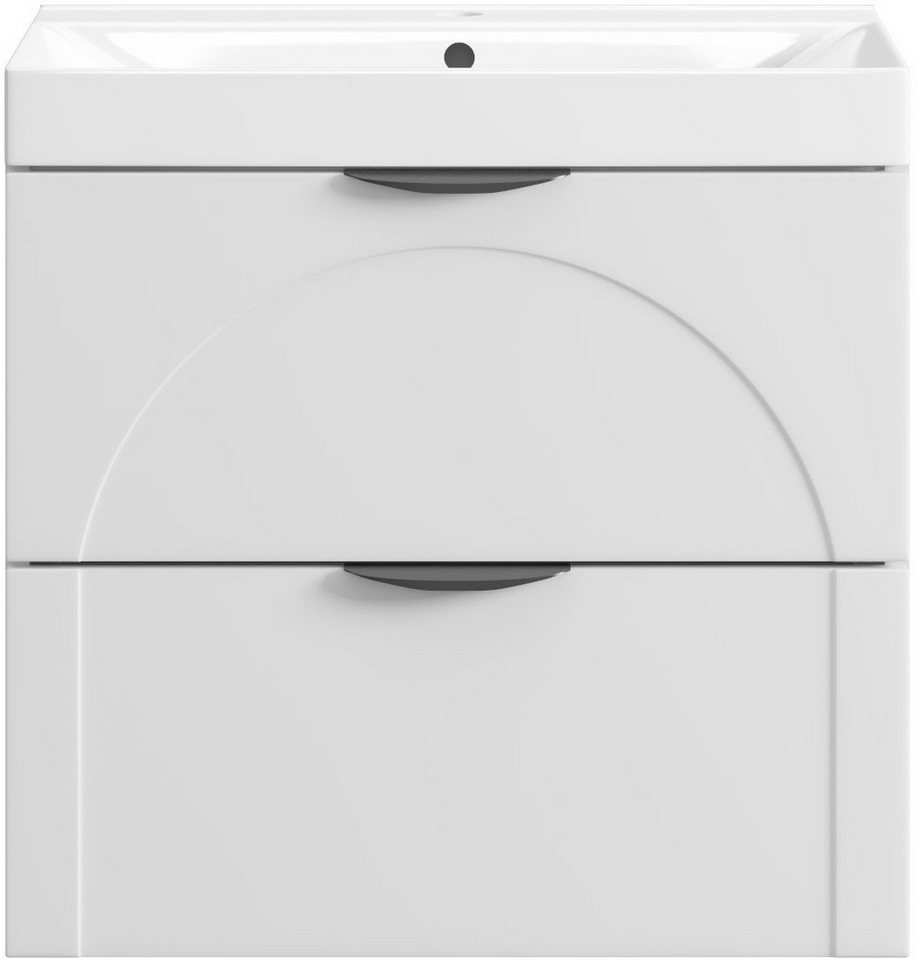 welltime Waschtisch FLOW CIRCLE mit Waschbecken, Breite 60 oder 80cm, modernes Design, Schrank mit 2 Schubladen, Soft-Close-Function, in 2 Breiten erhältlich – Bild 5 von 5